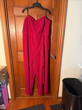 City Chic Currant Strapless Draped Jumpsuit